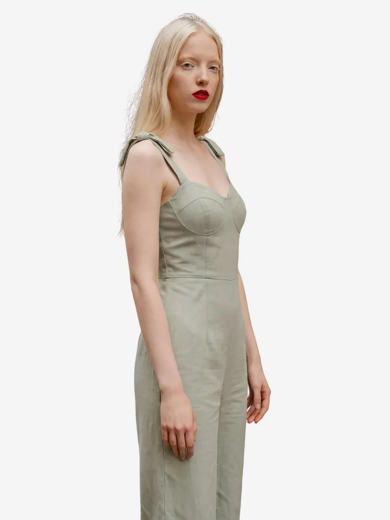 MY FASHION Mint Green MY FASHION Sweetheart Neck Linen Blend Jumpsuit for Women | Best Price UAE